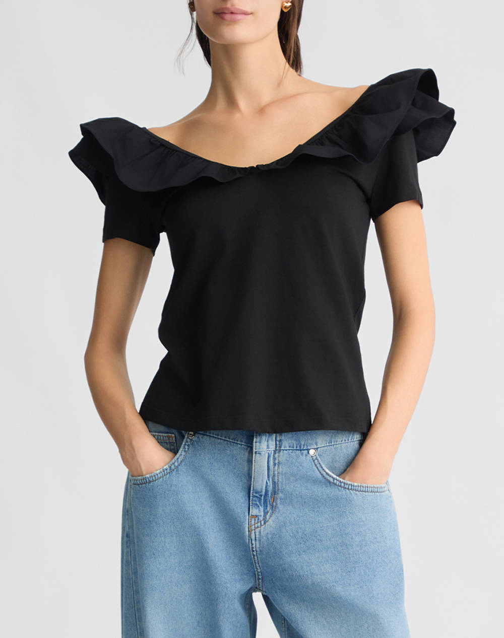 Liu Jo White_Wa5J45__3.0 T Shirt Moda M/C Women''S T Shirt Women Clothes Tops Tops/Bodies Black Cotton Wa5364J6308 Z9363 Female Tops/Bodies Black