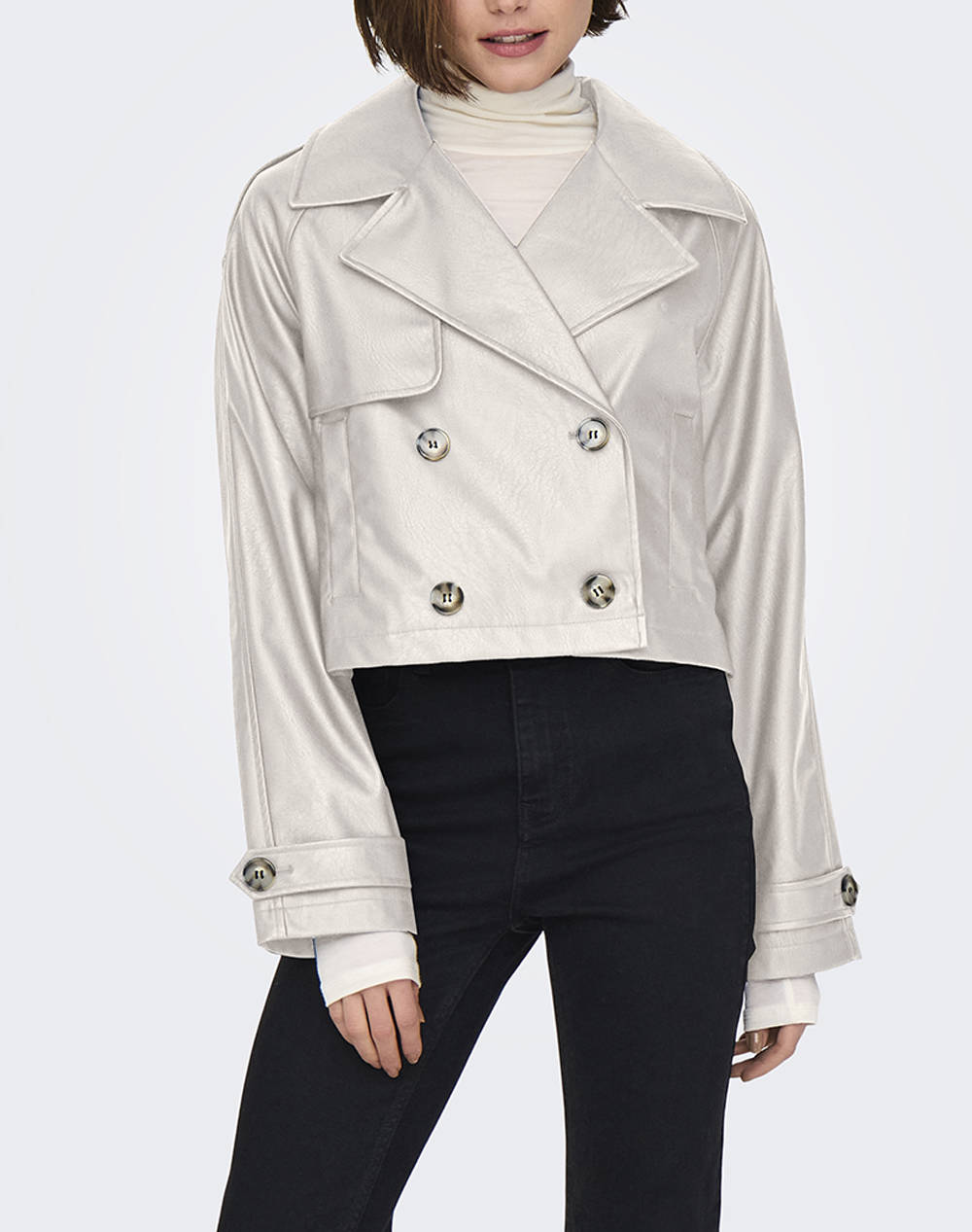 Only Onlamia Faux Leather Jacket Cc Otw Women Clothes Outerwear Outerwear Jackets Ecru Imitation Leather,Synthetic 15336471 Pumice Stone Female