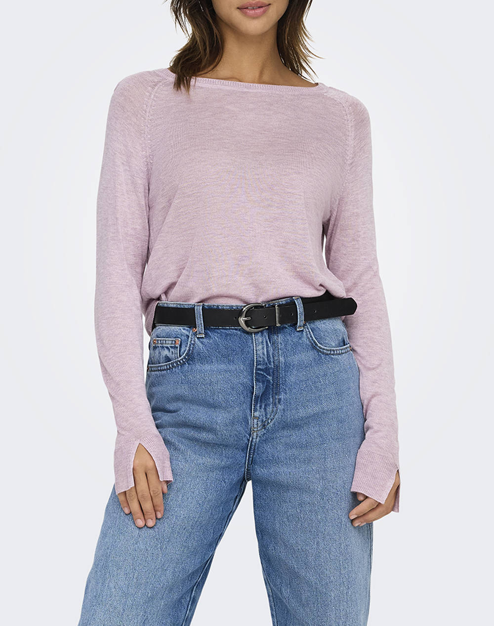 Only Onlvienna Ls O Neck Knt Women Clothes Tops Knits Violet Viscose,Synthetic 15339542 Violet Icemelange Female Knits