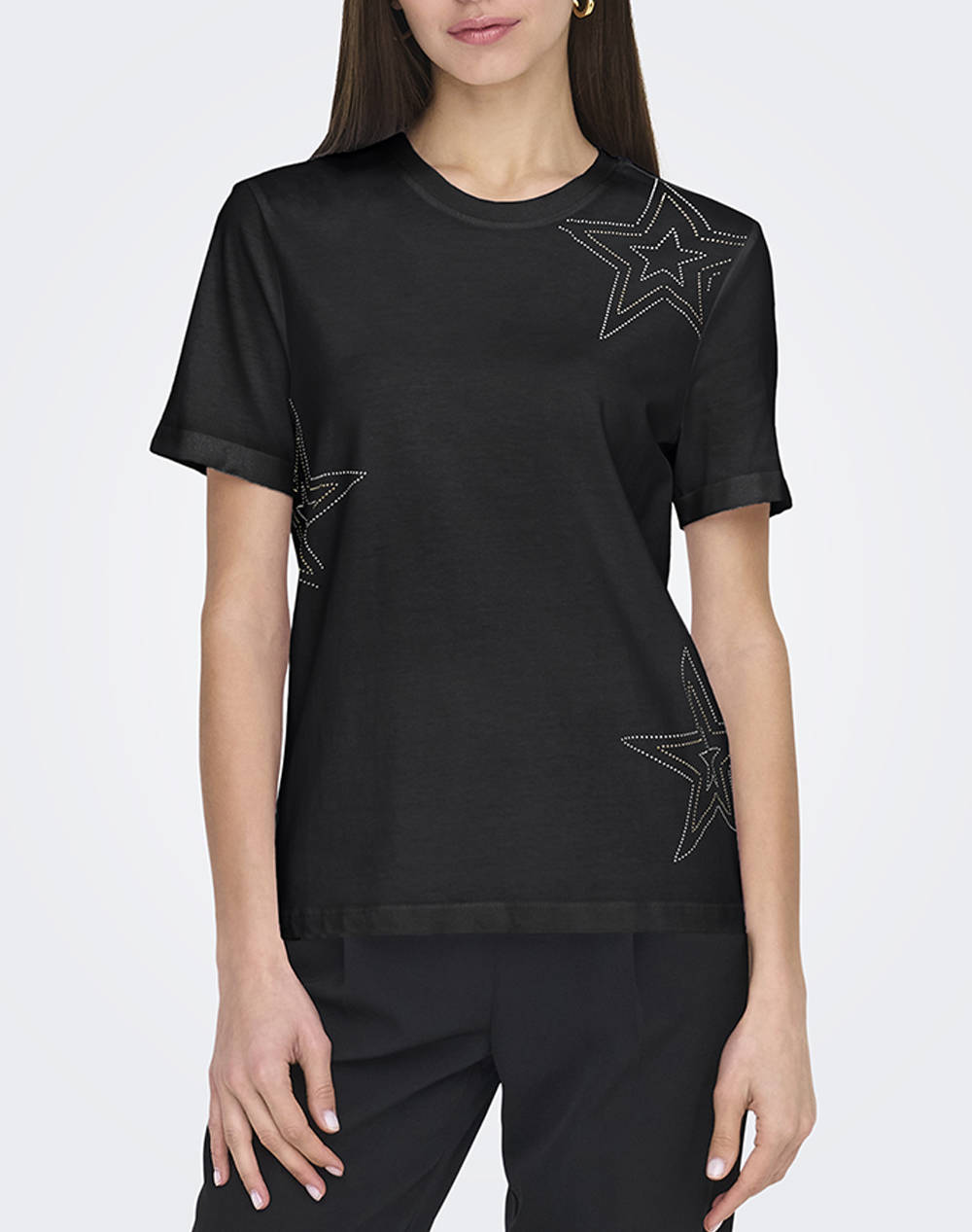 Only Onlhollis Life S/S O Neck Top Box Jrs Women Clothes Tops T Shirts Black Cotton 15343560 Blackstarstuds Female T-Shirts Black