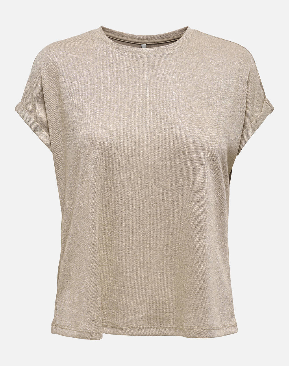Only Onlamber Life S/L O Neck Shine Top Jrs Women Clothes Tops T Shirts Biege Viscose,Synthetic 15343485 Brown Ricegoldglitter Female T-Shirts Biege