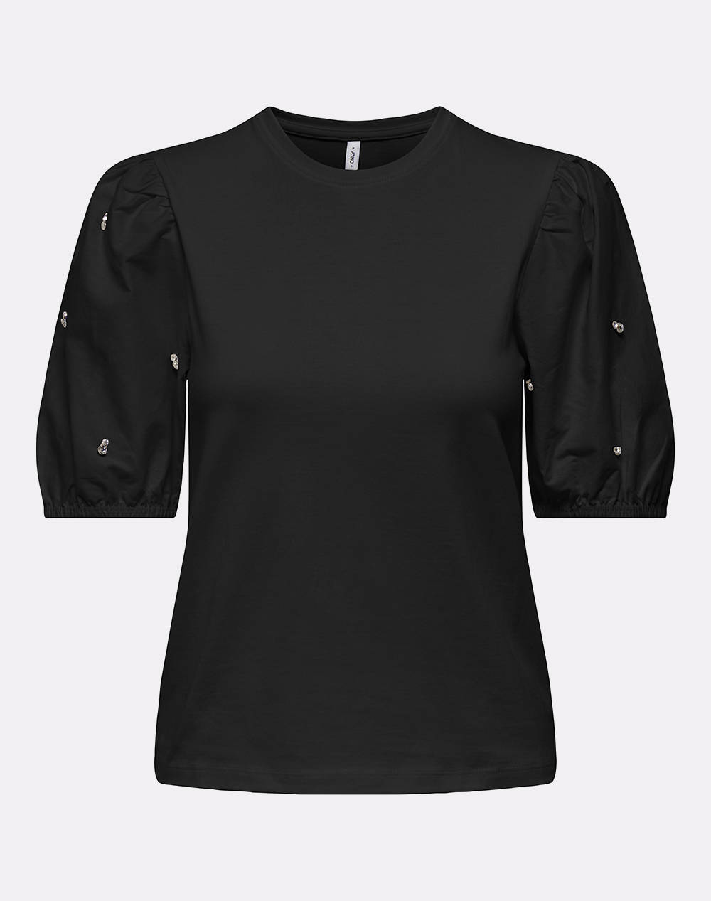 Only Onlemme Life S/S O Neck Puff Mix Top Jrs Women Clothes Tops T Shirts Black Cotton 15346887 Blackstones Female T-Shirts Black