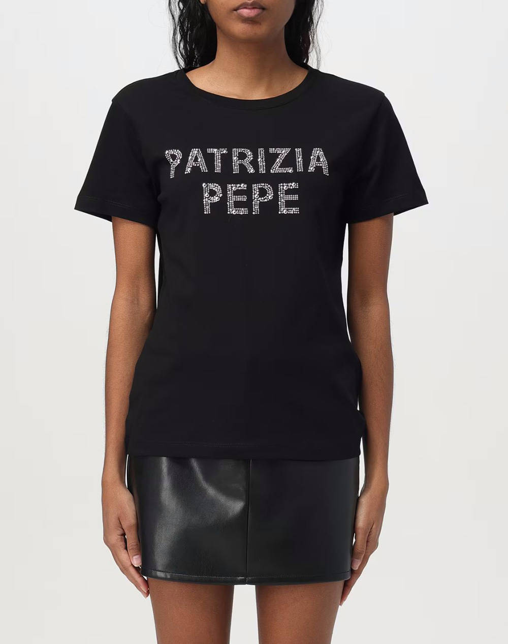 Patrizia Pepe Maglia/T Shirt Aspetto Generic Women''S T Shirt Women Clothes Tops T Shirts Black Cotton 2M4426J277 K103 Female T-Shirts Black