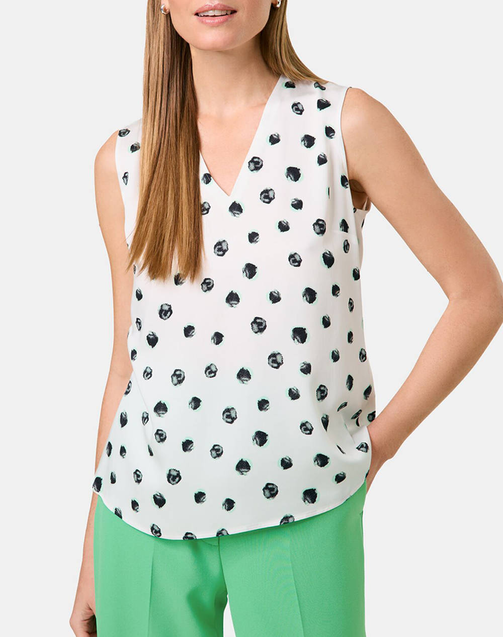 Taifun Blouse Without Sleev Women Clothes Tops Tops/Bodies Offwhite Viscose 760321 11137 09702 Female Tops/Bodies