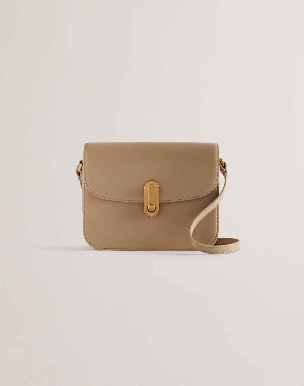 Ted Baker Kkayli Polished Leather Satchel Bag (Dimensions: 22 X 17 X 8Cm.) Women Accessories Bags Biege Leather 276340 Taupe Female Bags Biege