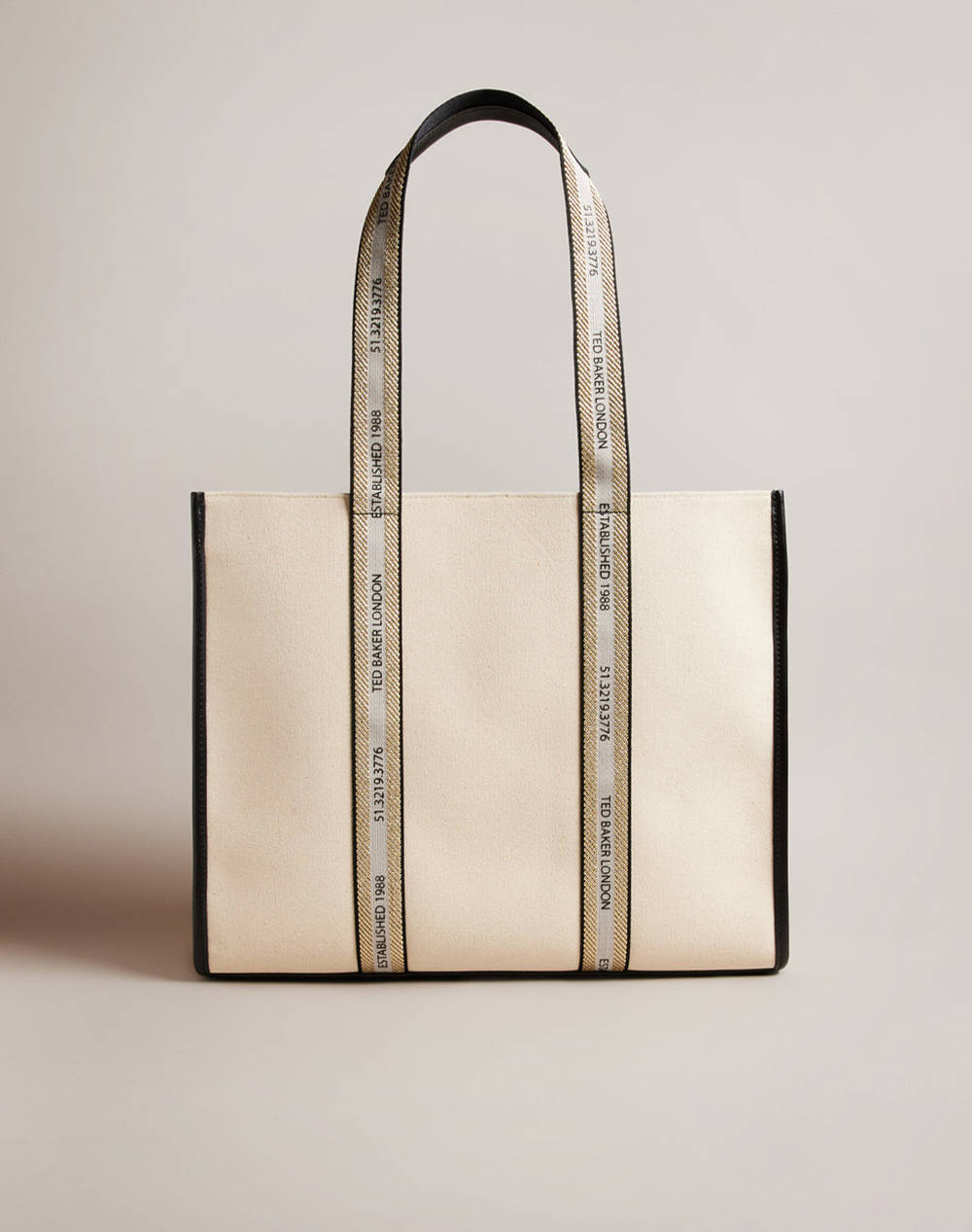 Ted Baker Georjey Branded Webbing Canvas Tote (Dimensions: 14 X 36 X 45Cm) Women Accessories Bags Ecru Fabric 261689 Ecru Female Bags