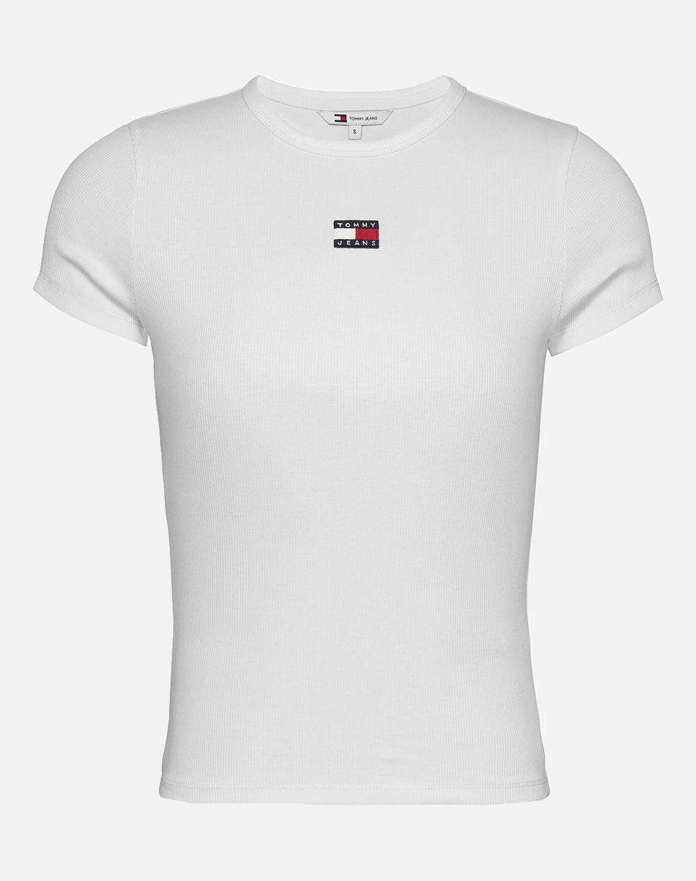 Tommy Jeans Tjw Slim Badge Rib Tee Women Clothes Tops T Shirts Ecru Cotton,Elastic Dw0Dw20463 Ybl Female T-Shirts