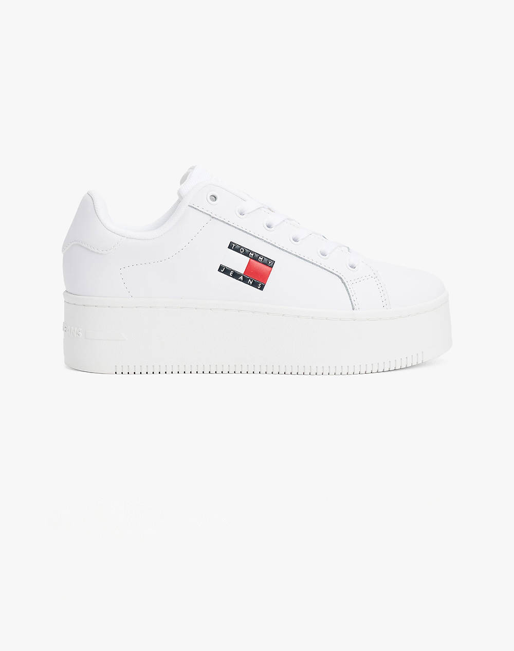 Tommy Jeans Tjw Flatform Ess Women Footwear Sneakers White Leather En0En02518 Ybs Female Sneakers