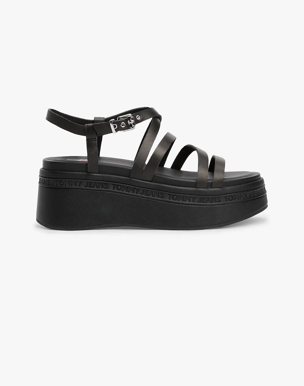 Tommy Jeans Tjw Wedgy Strappy Sandal Women Footwear Sandals Black Leather En0En02756 Bds Female Sandals Black