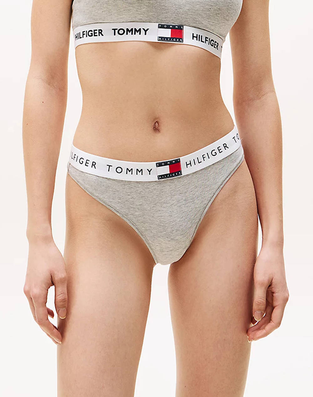 Tommy Hilfiger Classic Thong (Ext. Size) Women Umderwear Briefs Lightgray Cotton,Elastic Uw0Uw06039 P61 Female Briefs