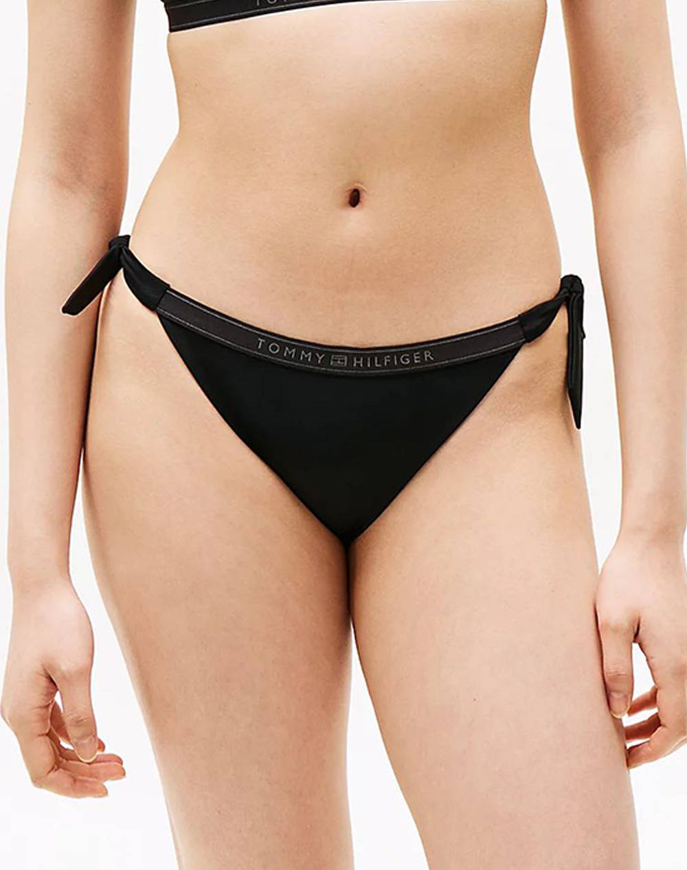 Tommy Hilfiger Side Tie Bikini Women Clothes Swimwear Bikini Bottom Black Elastic,Synthetic Uw0Uw05825 Bds Female Bikini Bottom Black