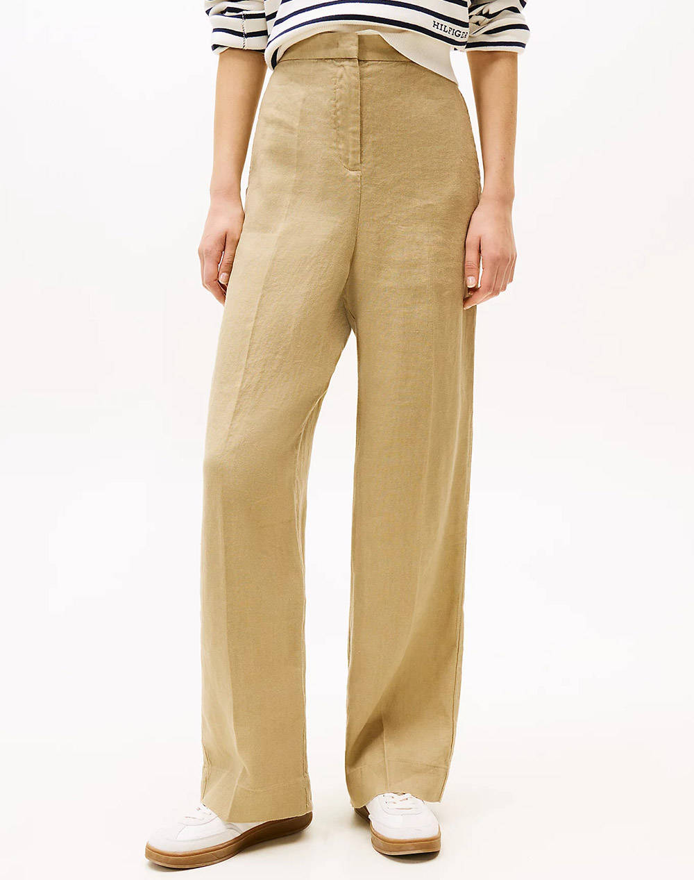 Tommy Hilfiger Ess Linen Tailored Straight Pant Women Clothes Trousers Chinos Camel Linen,Synthetic Ww0Ww46823 Aehr Female Chinos