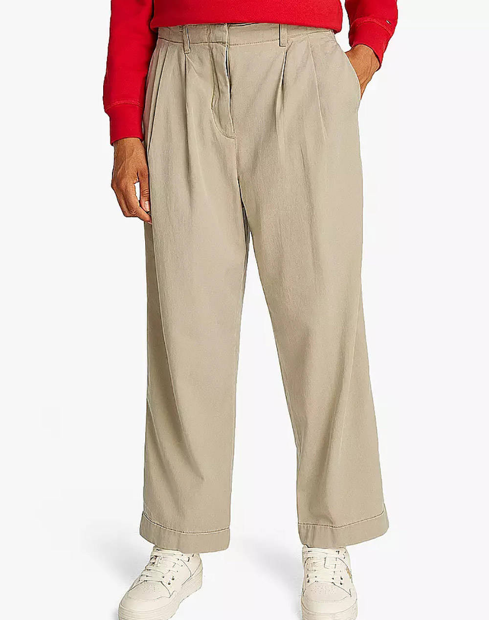 Tommy Hilfiger Co Tencel Rlxd Str Pull On Chino Women Clothes Trousers Chinos Biege Cotton,Synthetic Ww0Ww45589 Aegr Female Chinos Biege