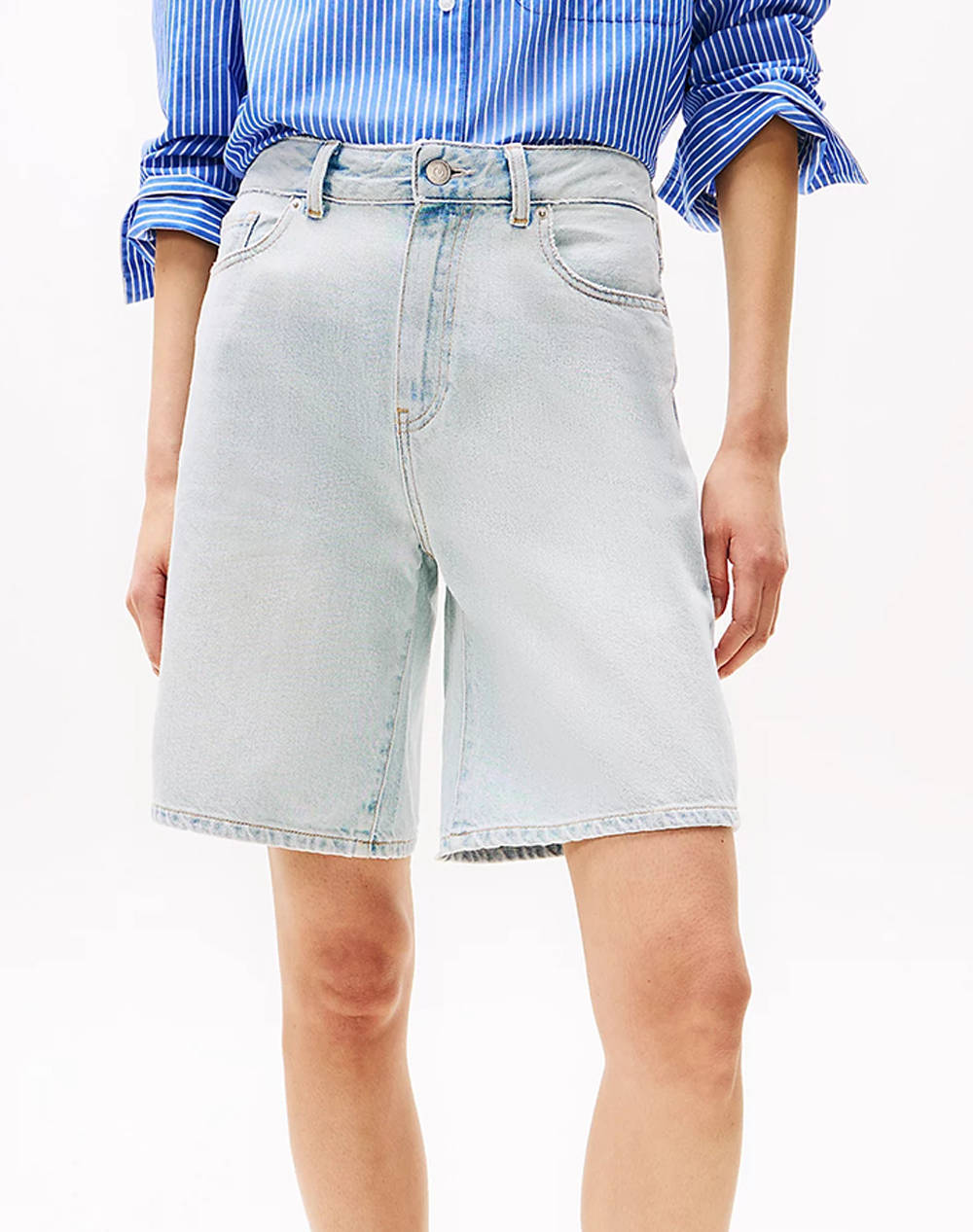 Tommy Hilfiger Dnm Bermuda Short Hw Sky Women Clothes Shorts/Bermudas Bermudas Denimlightblue Cotton,Synthetic Ww0Ww44388 1Abni Female Bermudas Blue