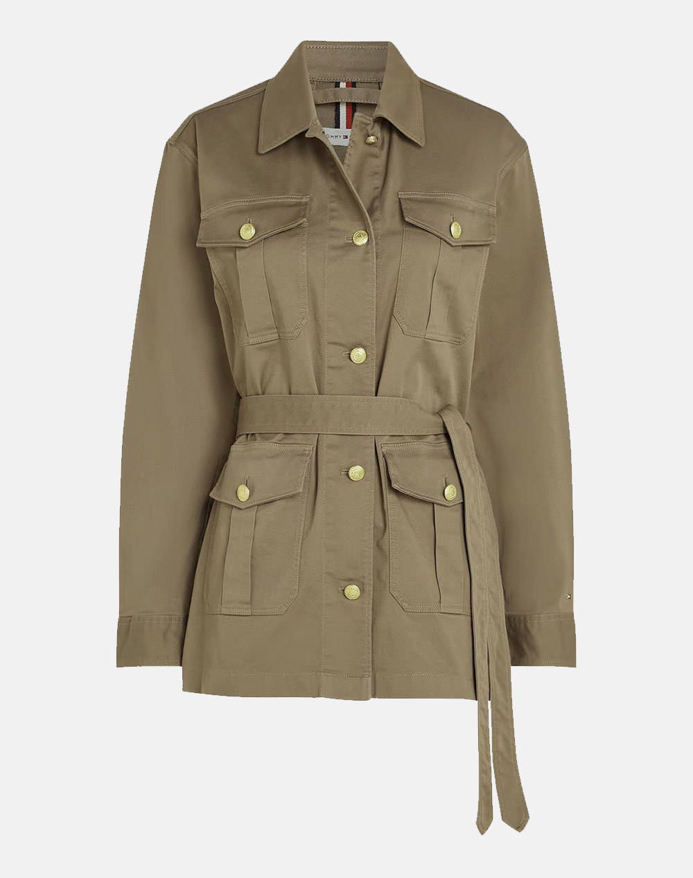 Tommy Hilfiger Gold Button Utility Jacket Women Clothes Outerwear Outerwear Jackets Moccasin Cotton,Elastic Ww0Ww45933 Gw9 Female Jackets