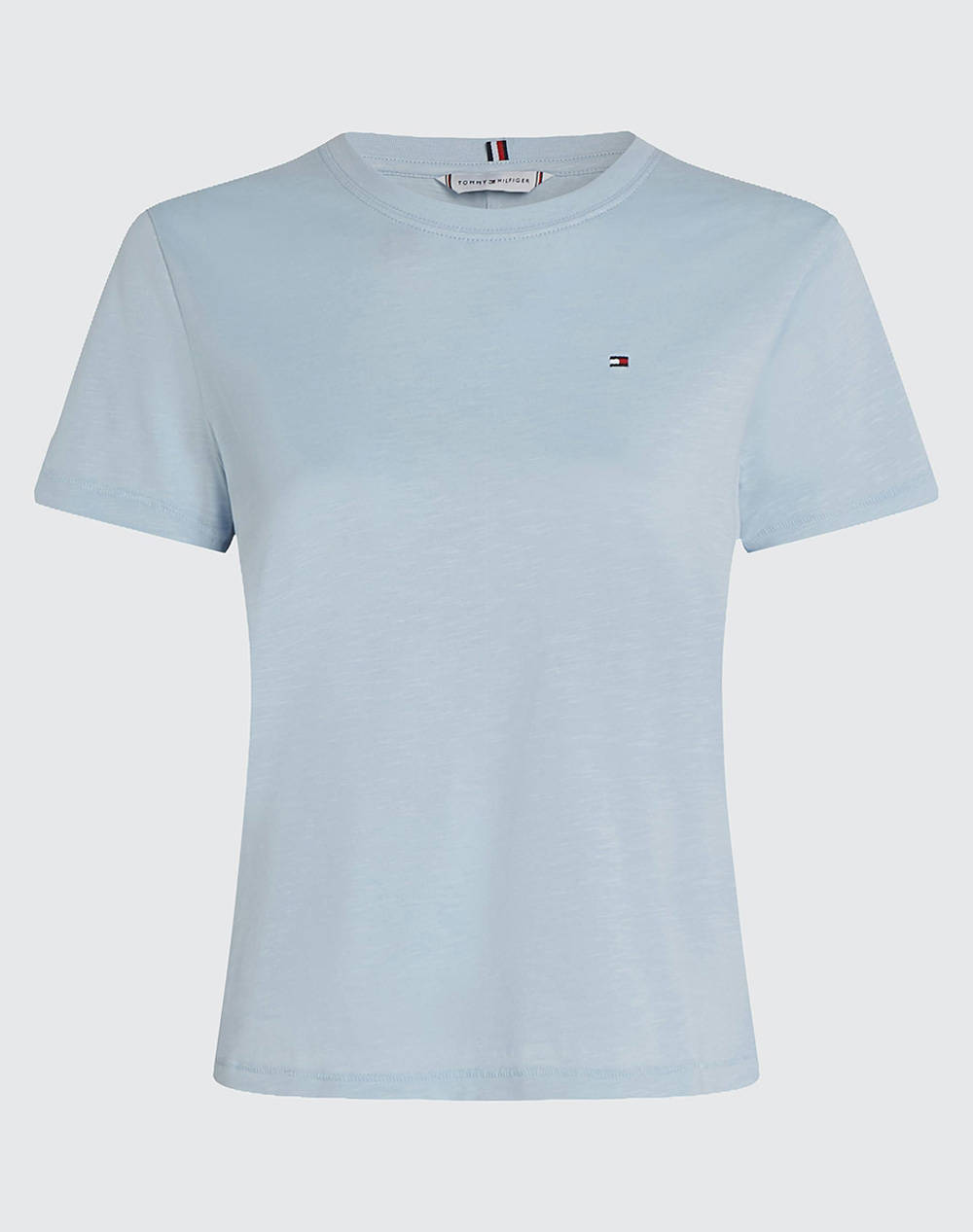 Tommy Hilfiger Slub Reg C Nk Ss Women Clothes Tops T Shirts Lightblue Cotton Ww0Ww44433 C1O Female T-Shirts Blue