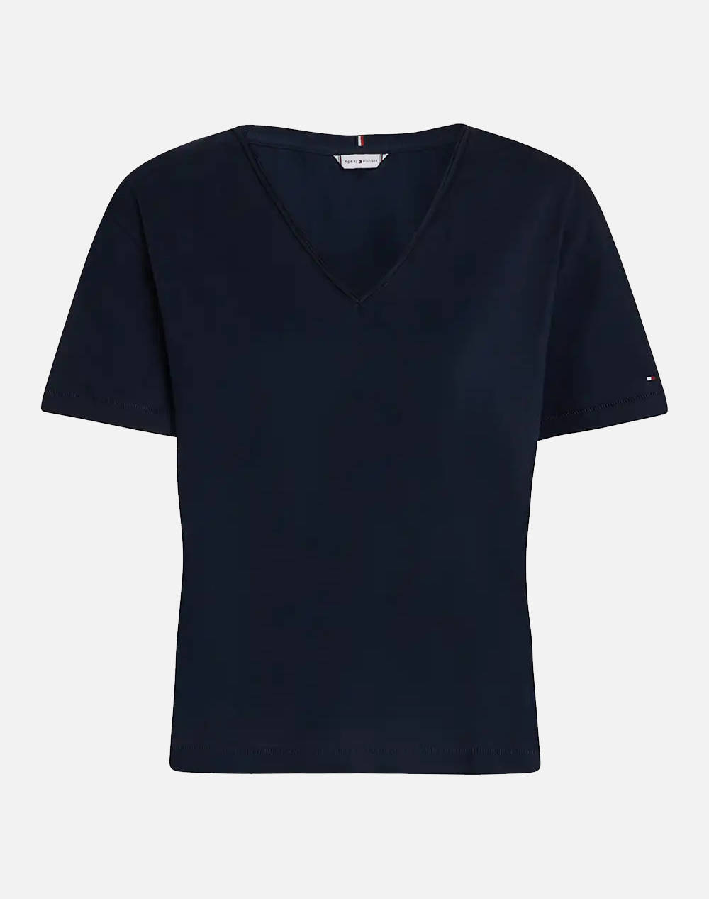 Tommy Hilfiger Slub Crop V Nk Ss Women Clothes Tops T Shirts Navyblue Cotton Ww0Ww43901 C1G Female T-Shirts Blue