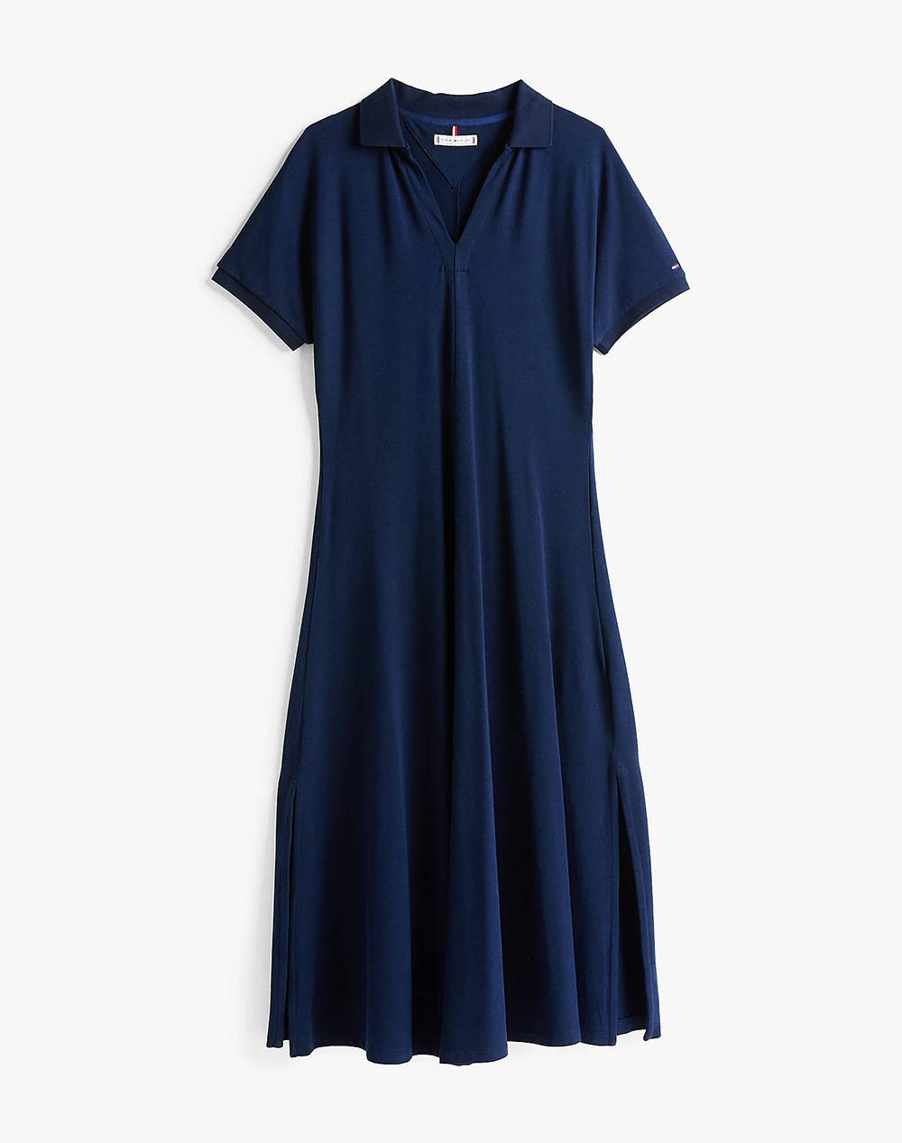 Tommy Hilfiger Lyocell Open Nk Midi Dress Women Clothes Dresses Darkblue Elastic,Synthetic Ww0Ww44514 C1G Female Dresses Blue