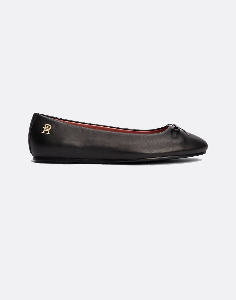 Tommy Hilfiger Ballerina Leather Flat Bow Women Footwear Moccasins/Ballerinas Black Leather Fw0Fw08359 Bds Female Moccasins/Ballerinas Black