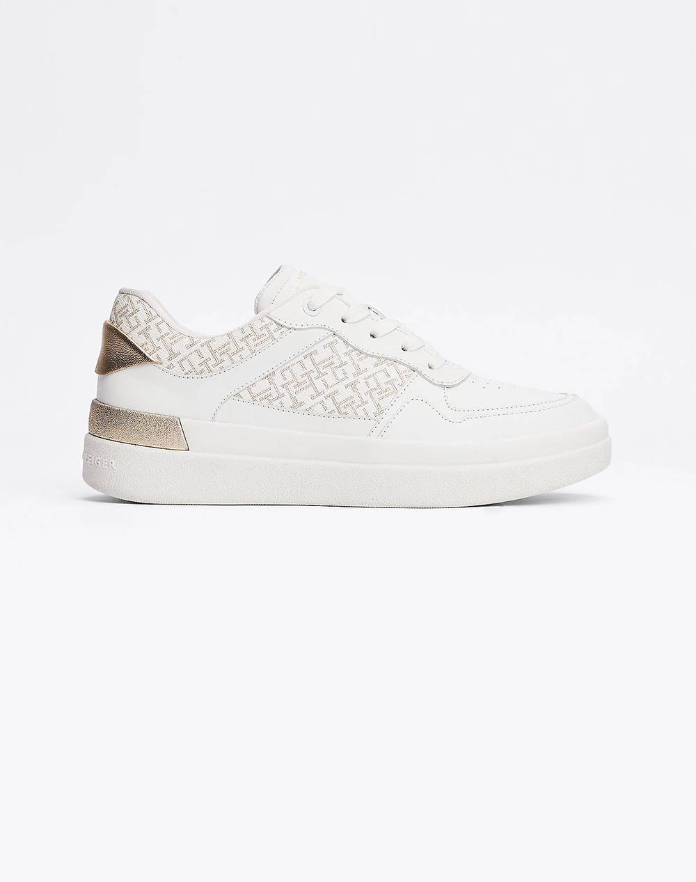 Tommy Hilfiger Lux Court Sneaker Monogram Women Footwear Sneakers Ivory Leather Fw0Fw08381 0K4 Female Sneakers