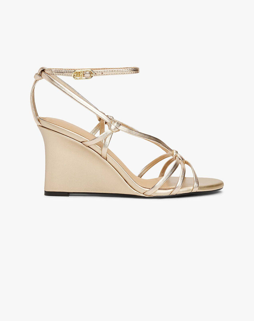 Tommy Hilfiger Metal Leather Knots Wedge Sandal Women Footwear Sandals Gold Leather Fw0Fw08801 0Hs Female Sandals Gold