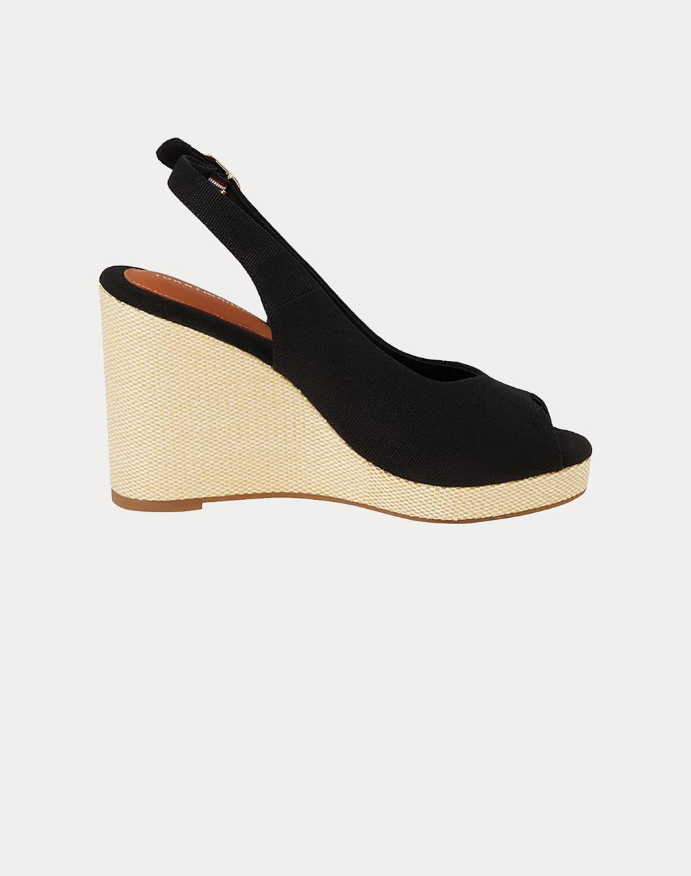 Tommy Hilfiger Flag High Wedge Espad Slingback Women Footwear Sandals Black Leather,Fabric Fw0Fw08597 Bds Female Sandals Black