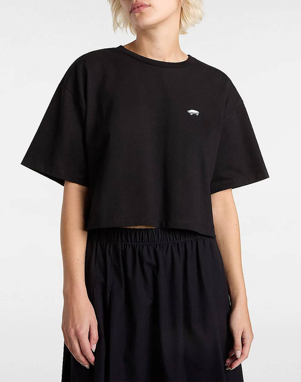 Vans W Salton Relax Crop Ss Women Clothes Tops T Shirts Black Cotton Vn000P5Qblk1 Vnblk Female T-Shirts Black