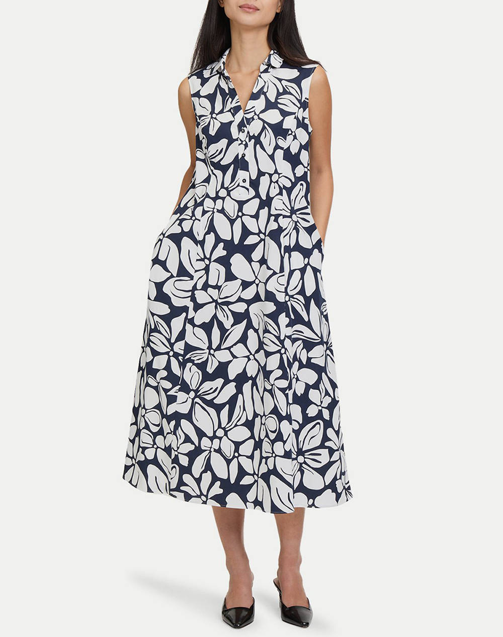Vera Mont Dress Γυναικα Ρουχα Φορεματα Darkblue Βαμβακιβινυλμε Ελασταν 6669/4060 8812