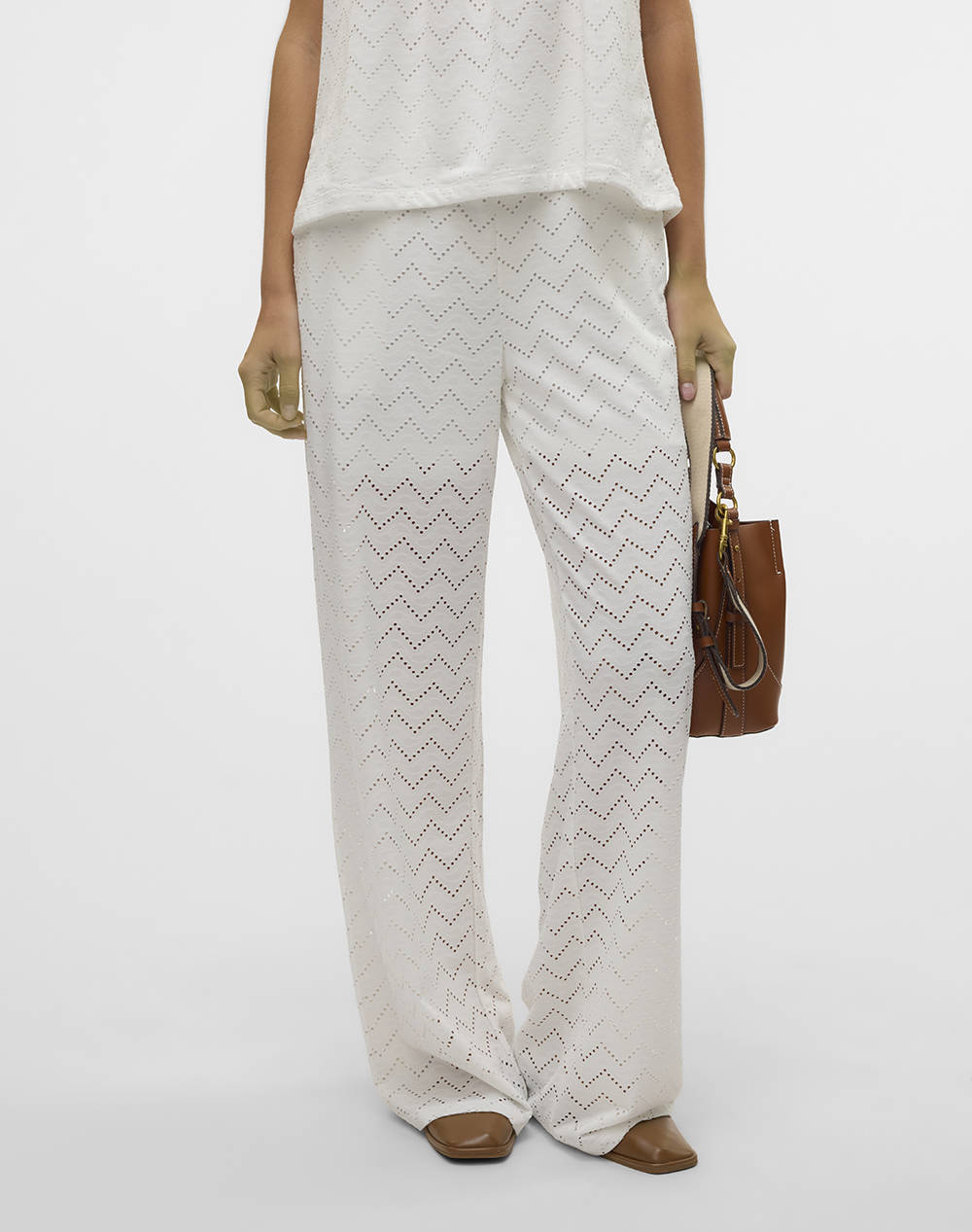 Vero Moda Vmthas Nw Wide Pant Jrs Ga Vo Γυναικα Ρουχα Παντελονια Chinos White Με Ελαστανσυνθετικο 10328131 Snow White