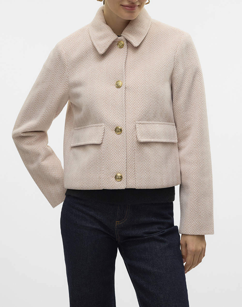 Vero Moda Vmpatty Short Jacket Boo Women Clothes Outerwear Outerwear Jackets Cream Synthetic 10320574 Silver Minkmelange Female Jackets