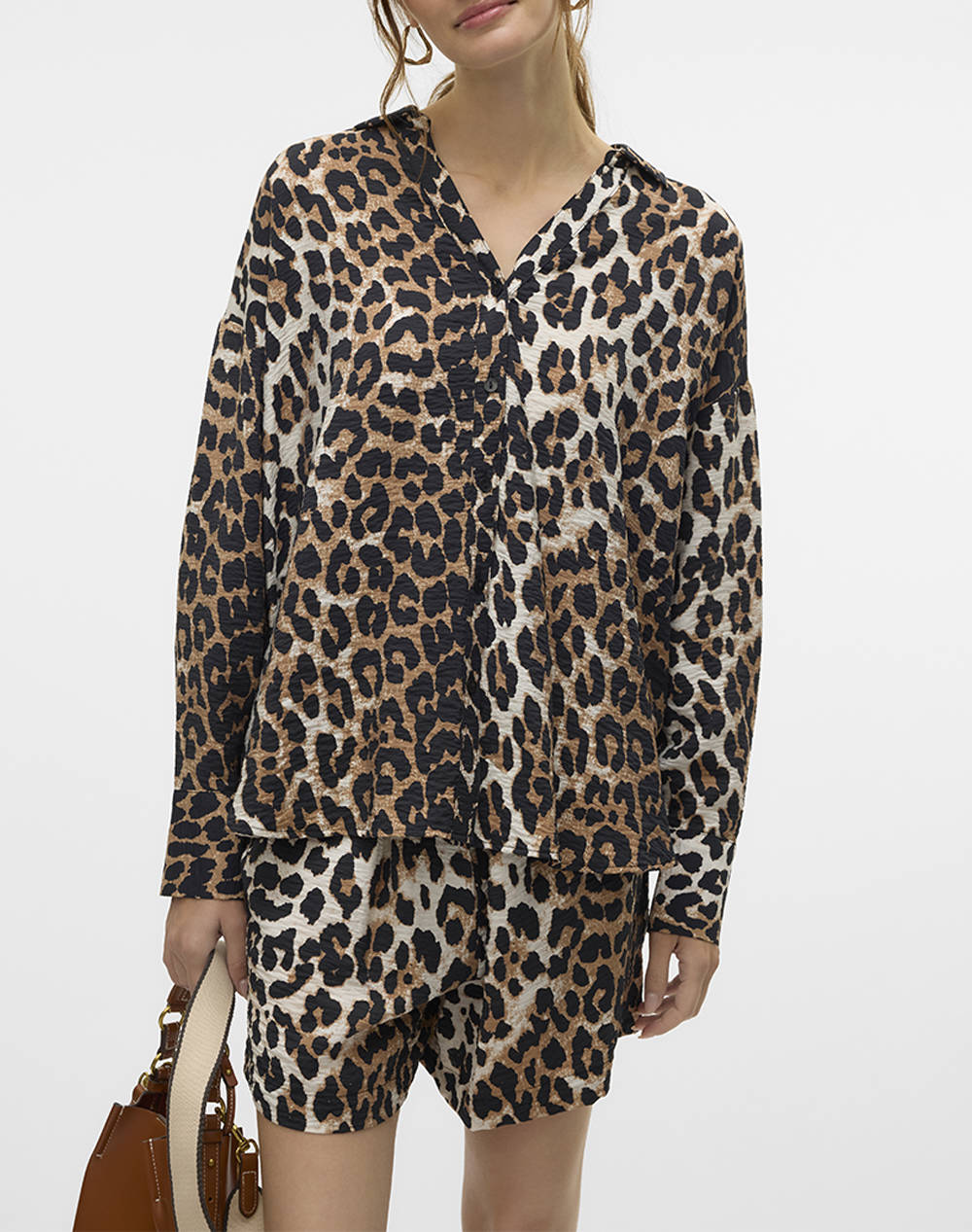 Vero Moda Vmjosie Ls Oversize Shirt Wvn Ga Women Clothes Shirts Multi Viscose,Synthetic 10315150 Egretleo Female Shirts