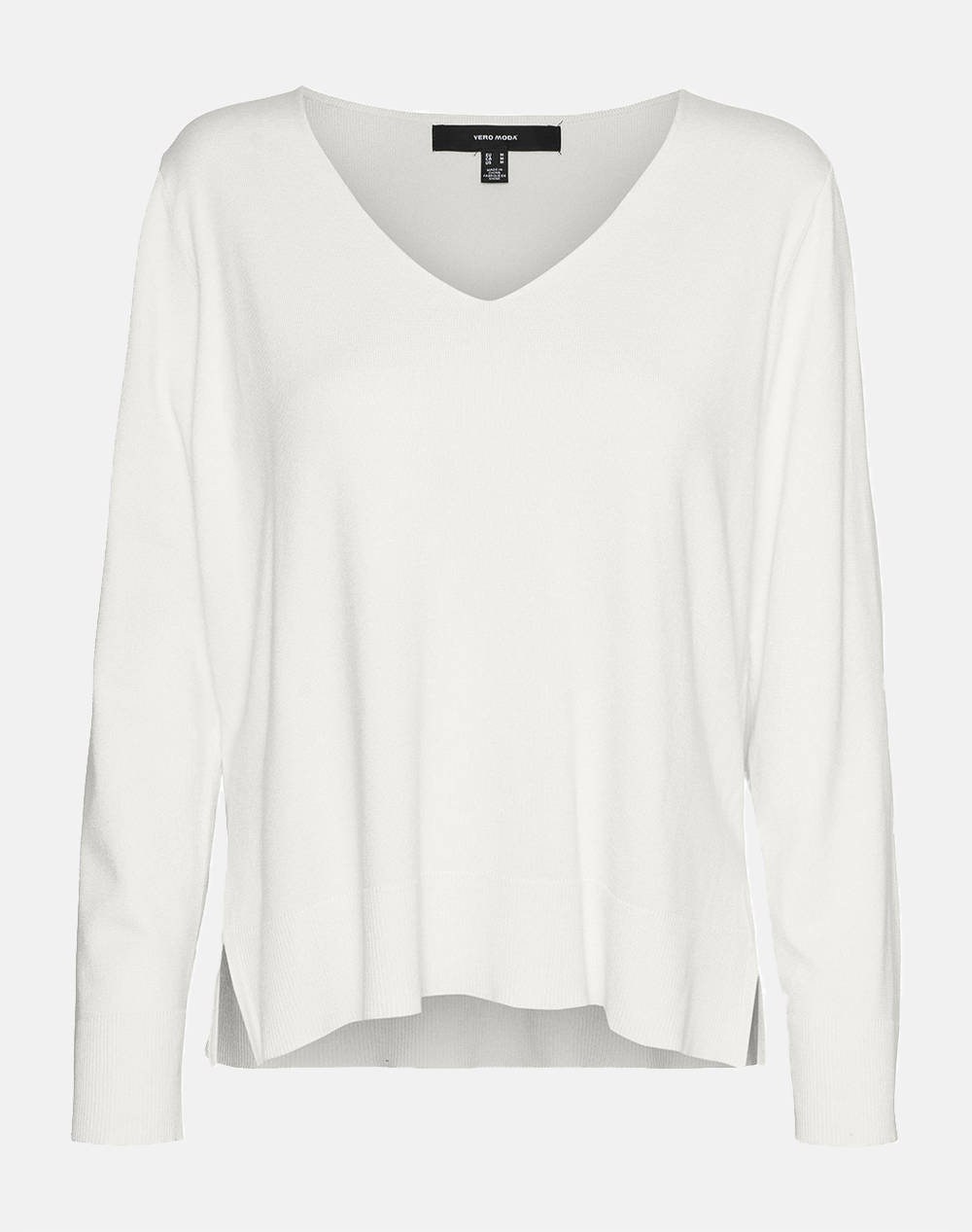 Vero Fashion Vmsilje Ls V Neck Pullover Ga Noos Women Clothes Tops Knits White Viscose,Synthetic 10320451 Snow White Female Knits