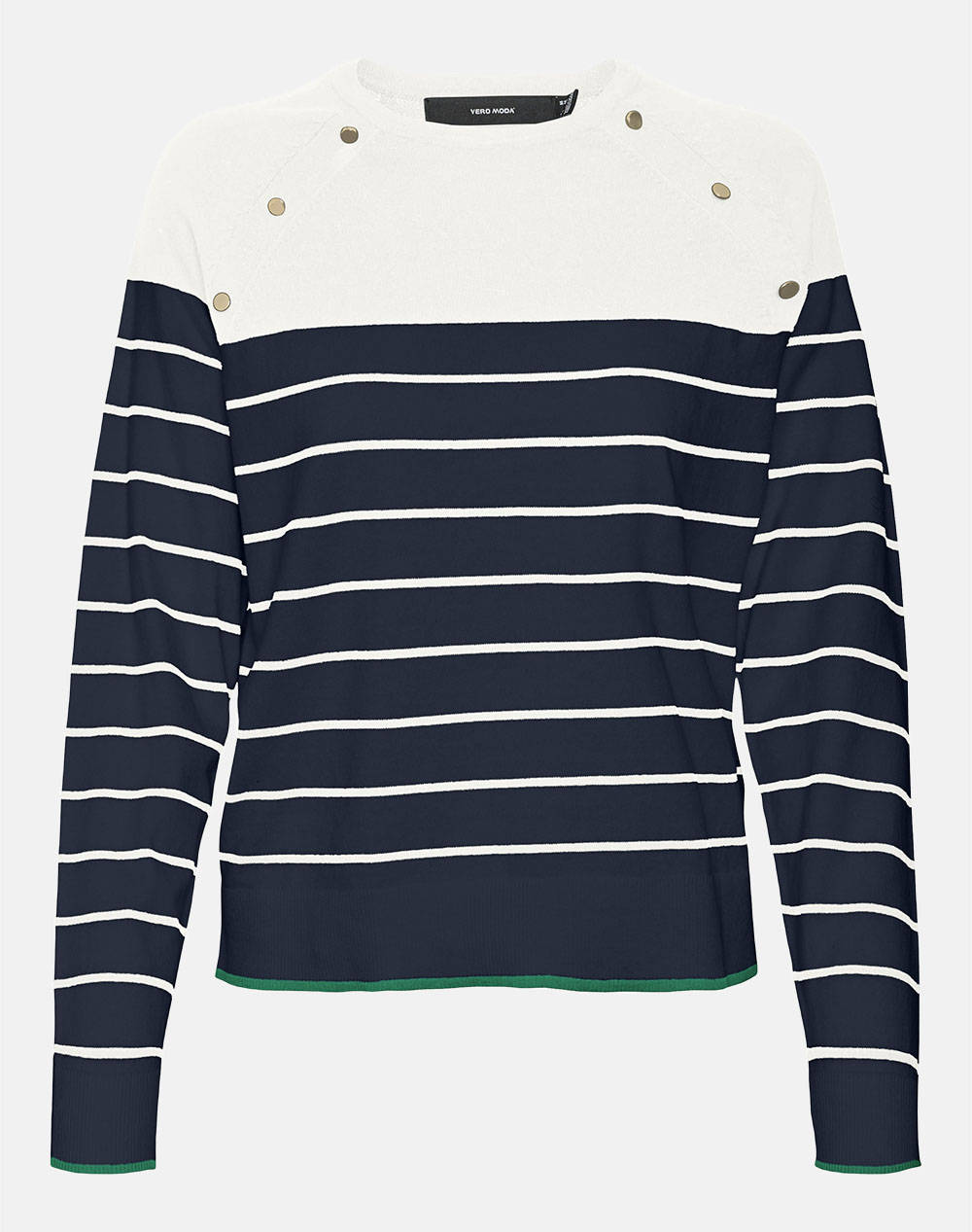 Vero Moda Vmalma Ls O Neck Raglan Pullover Boo Women Clothes Tops Knits Navyblue Cotton,Elastic 10300043 Navy Blazersnowwhitew.Bosphoruscontrast
