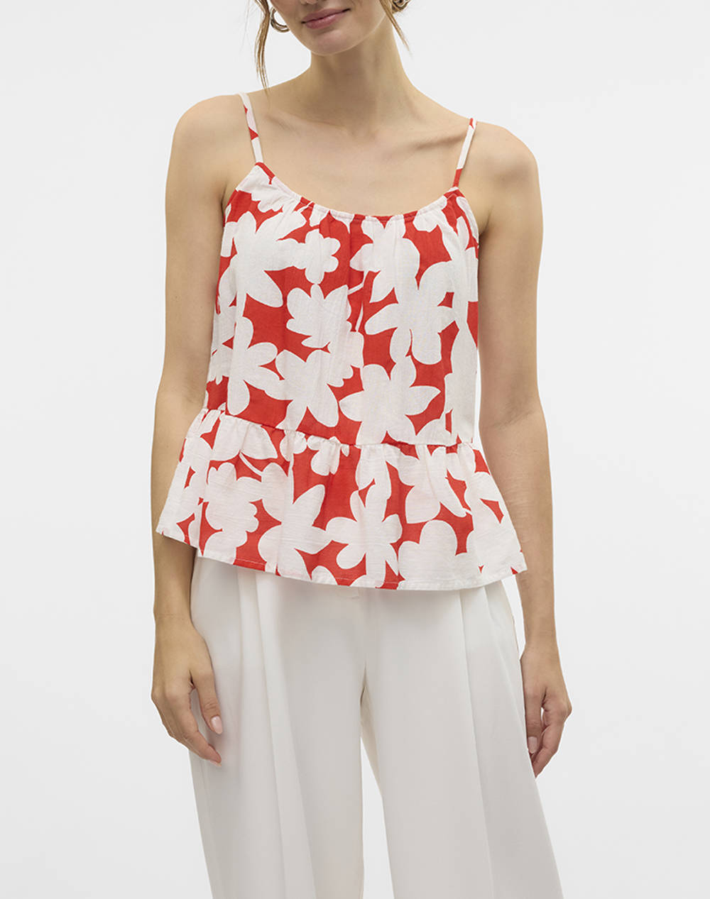 Vero Moda Vmdicthe Singlet Top Wvn Ga Γυναικα Ρουχα Μπλουζες Τοπ/Κορμακια Red Βαμβακι 10323638 Fiery Redloa - Koolfly