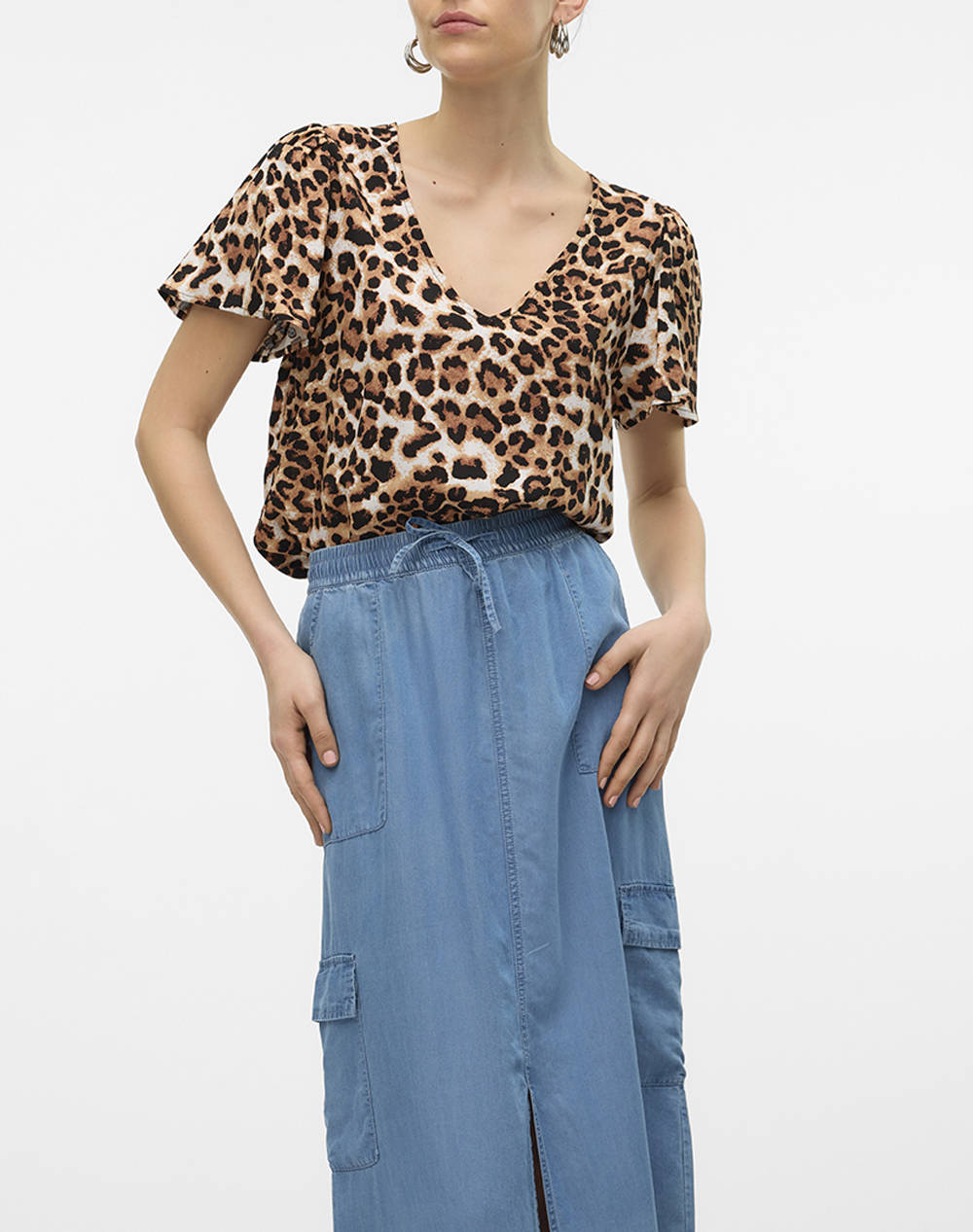 Vero Moda Vmeasy Joy V Neck Ss Blouse Wvn Ga Women Clothes Tops T Shirts Multi Viscose 10307987 Tanleo Female T-Shirts