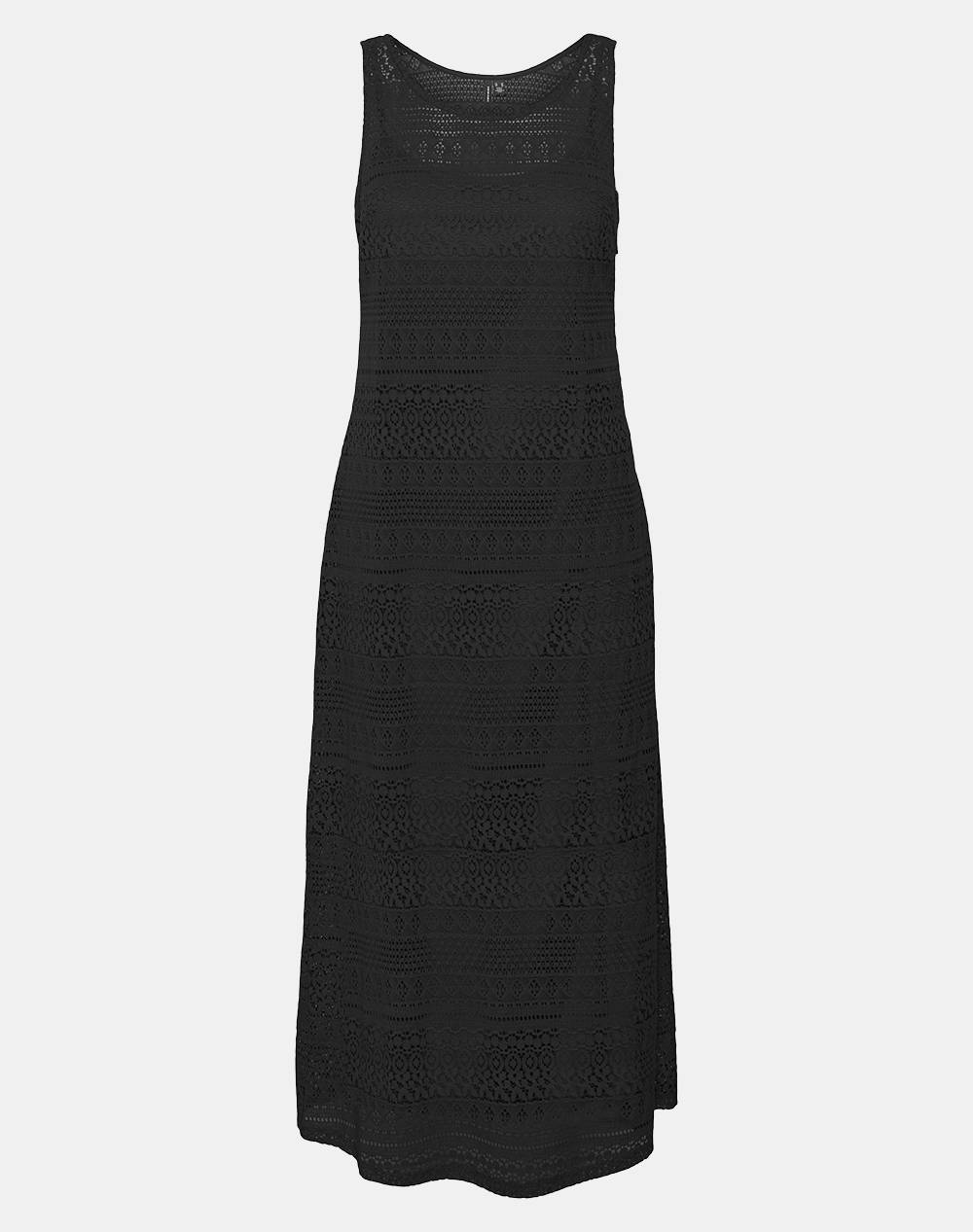 Vero Moda Vmhoney Lace Sl 7/8 Dress Wvn Ga Women Clothes Dresses Black Cotton,Synthetic 10309293 Blackoriginallace Female Dresses Black