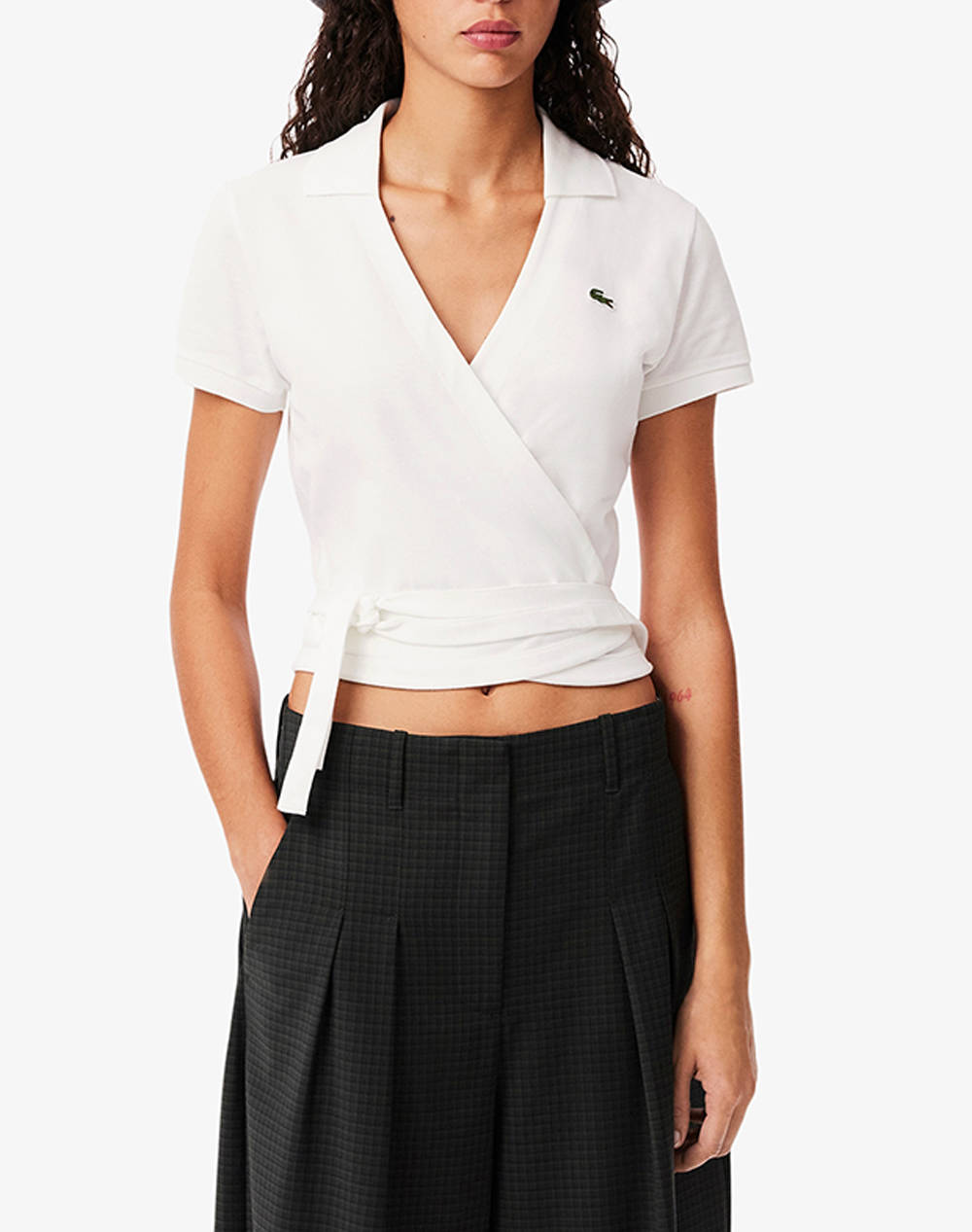 Lacoste Polo Shirt Ss Women Clothes Tops Polo Offwhite Cotton,Elastic 3Pf7184 70V Female Polo