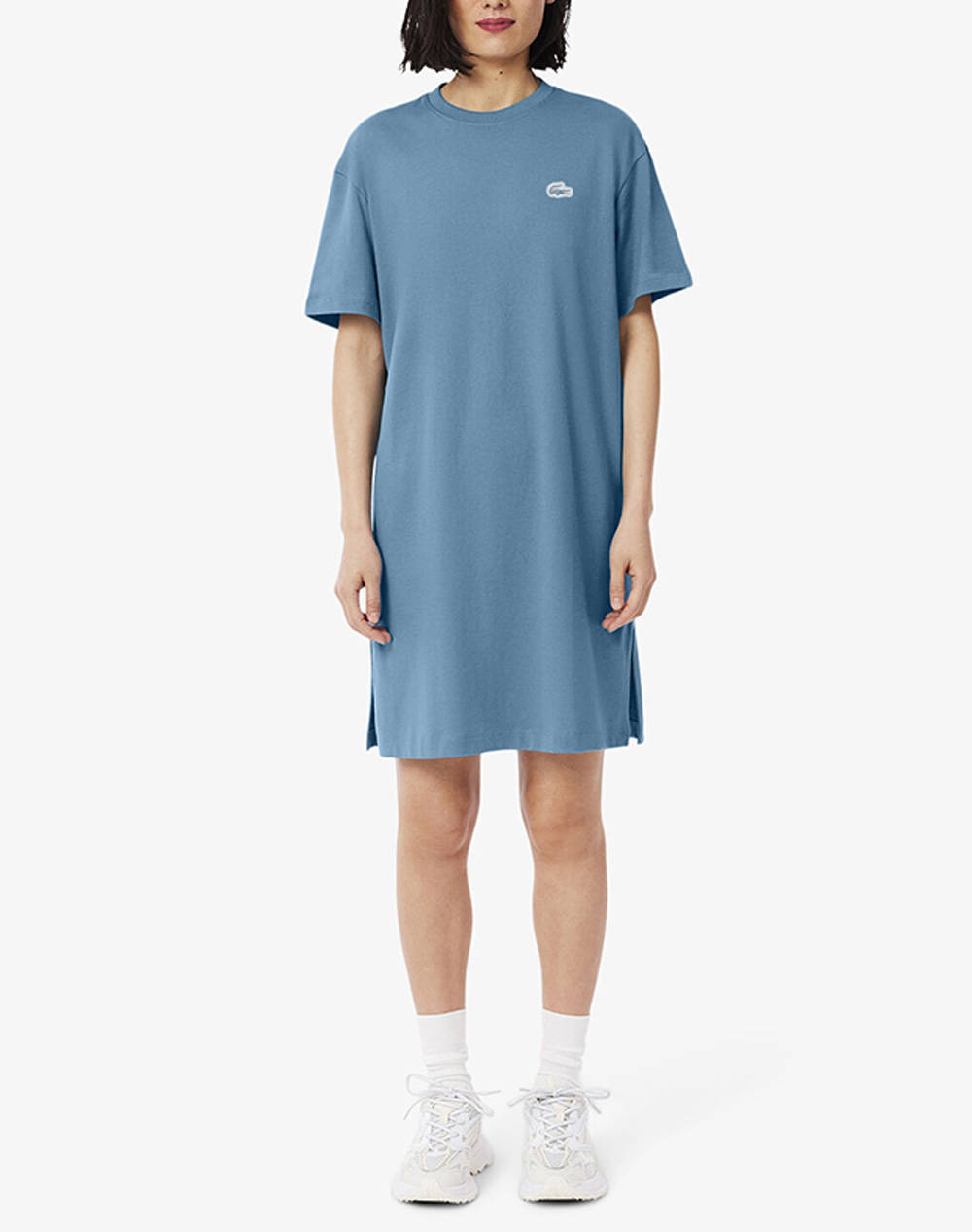 Lacoste Dress Ss Women Clothes Dresses Steelblue Cotton 3Ef2864 Hd9 Female Dresses Blue