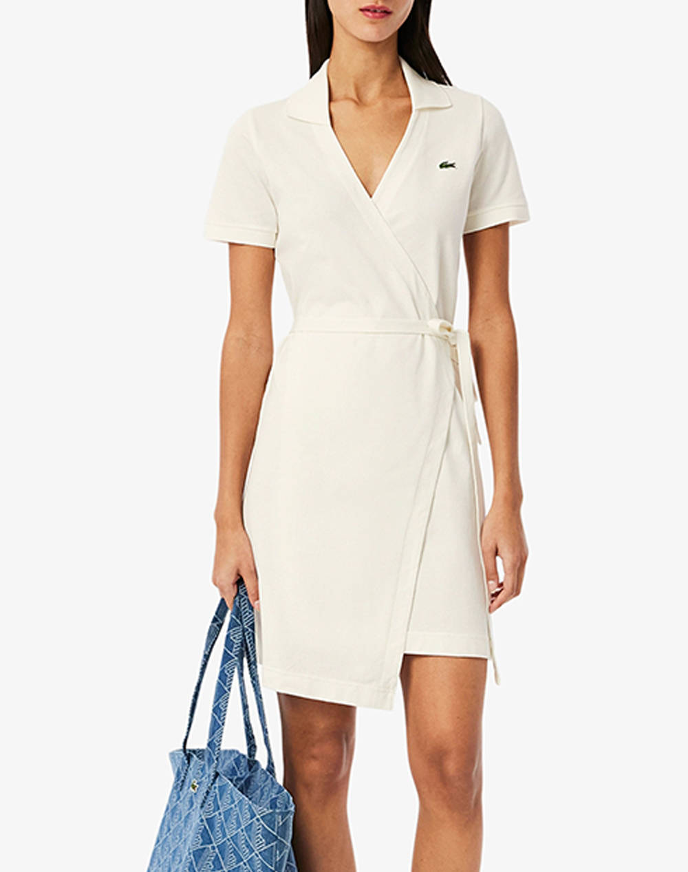 Lacoste Dress Ss Women Clothes Dresses Offwhite Cotton,Elastic 3Ef7252 70V Female Dresses
