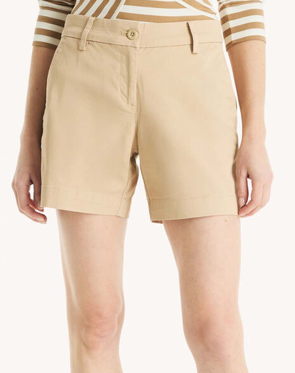 Nautica Bermuda/Shorts 6 Anchor Stretch Twill Solid Short Women Clothes Shorts/Bermudas Shorts Biege Cotton,Elastic 3Nc45B701 2Ic Female Shorts Biege