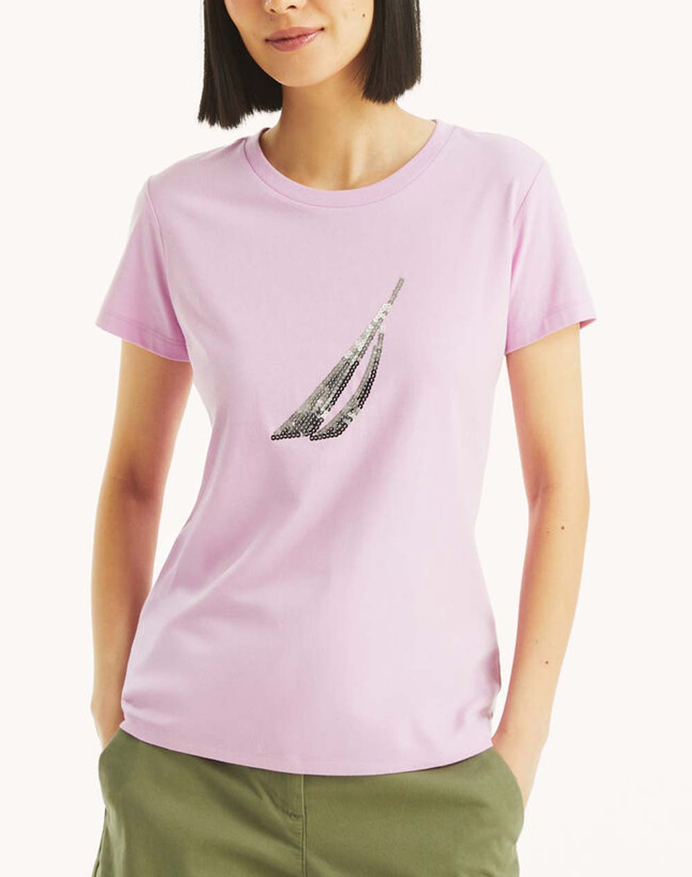 Nautica T Shirt Ss S/S T Shirt Women Clothes Tops T Shirts Lilac Cotton,Synthetic 3Nc46V110 5Rh Female T-Shirts