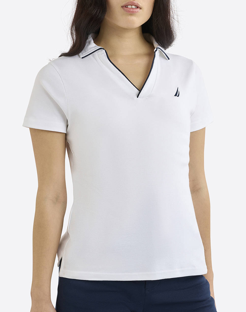 Nautica Polo Shirt Ss Adalynn Polo Shirt Women Clothes Tops Polo White Cotton,Fabric 3Ncn2R03072 908 Female Polo