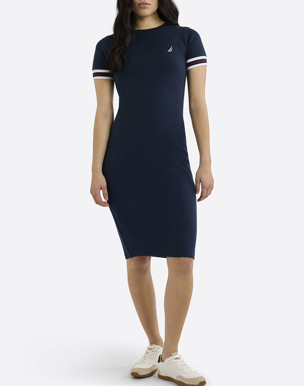 Nautica Dress Harlona Dress Women Clothes Dresses Navyblue Cotton,Elastic 3Ncn2R03075 459 Female Dresses Blue
