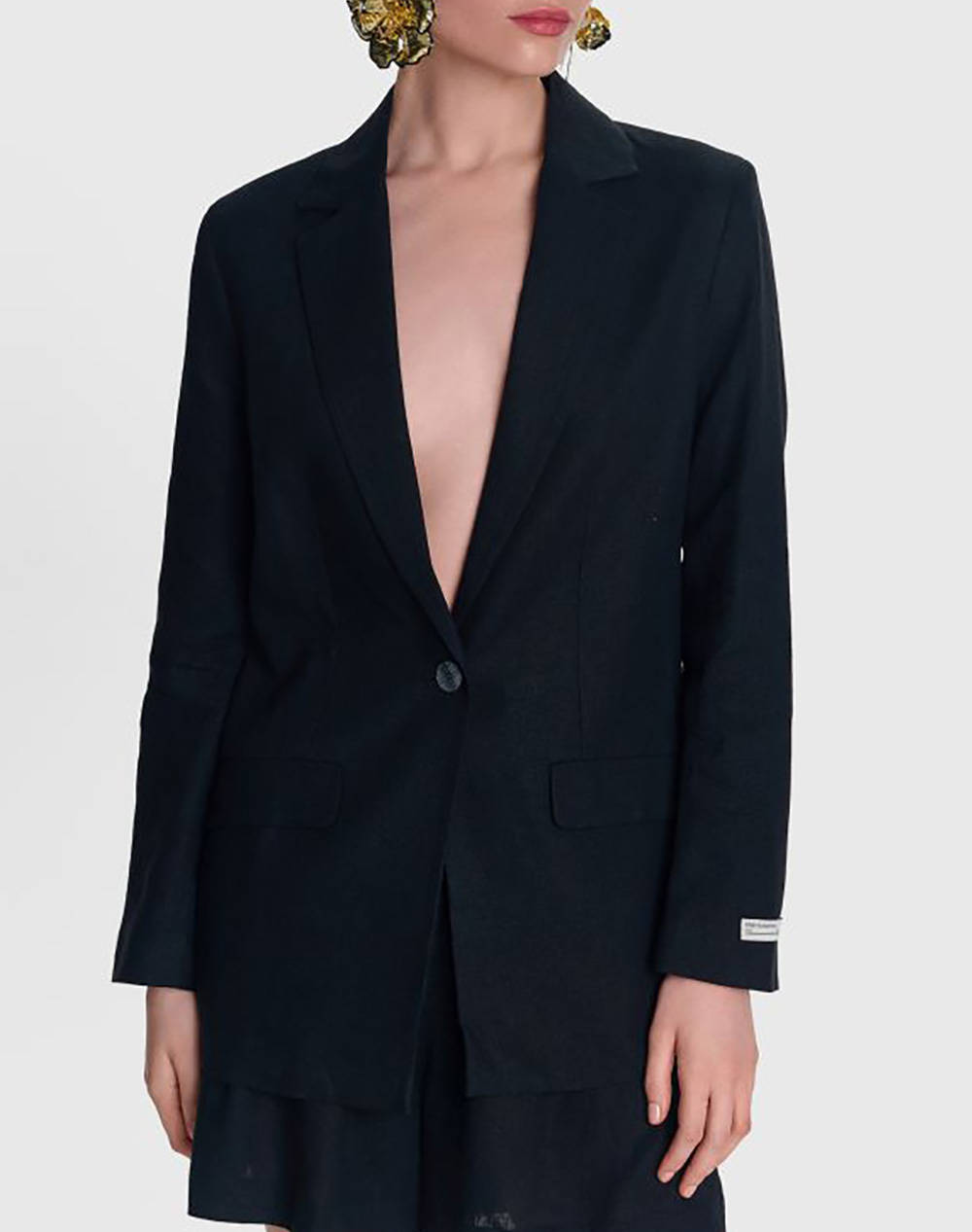 Ale Jacket Women Clothes Outerwear Blazers Black Viscose,Linen 8920622 Mayro Female Blazers Black