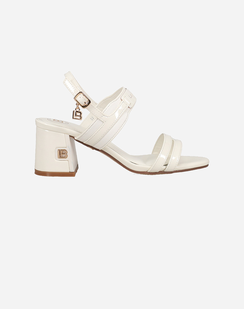 Laura Biagiotti 9048 Sand. Patent Leather With Double Band And White Strap Women Footwear Sandals White Patent Leather,Synthetic 100033683013 013