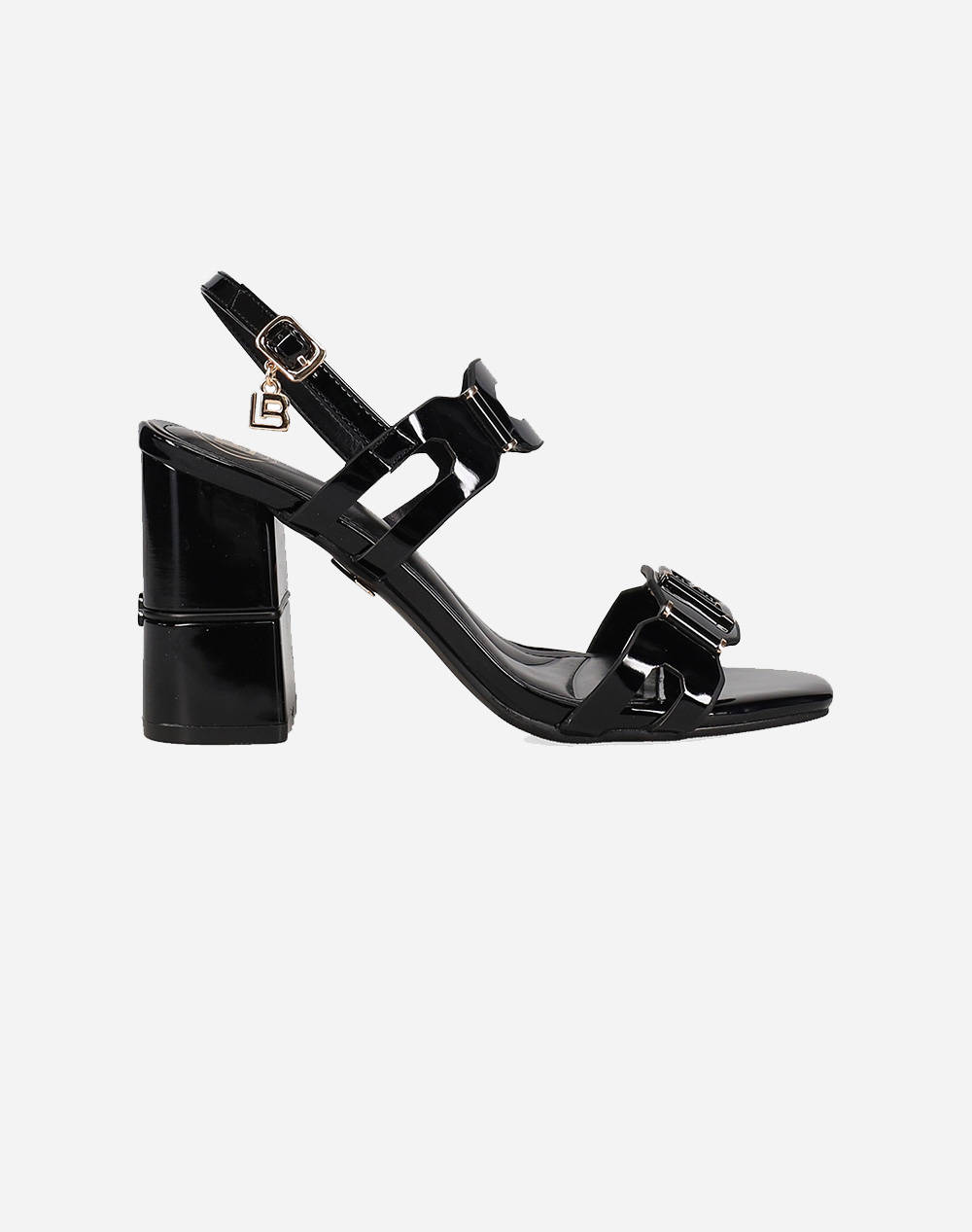 Laura Biagiotti 9055 Patterned Shoes With Black Strap Women Footwear Sandals Black Patent Leather 100035579014 014 Female Sandals Black