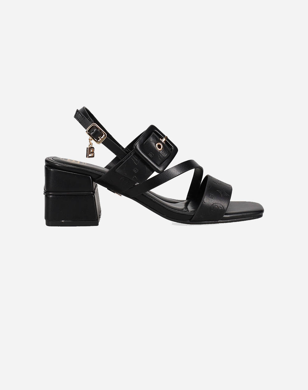 Laura Biagiotti 9042 Sand. Mat Double Phase And Black Strap Women Footwear Sandals Black Imitation Leather 100033680014 014 Female Sandals Black