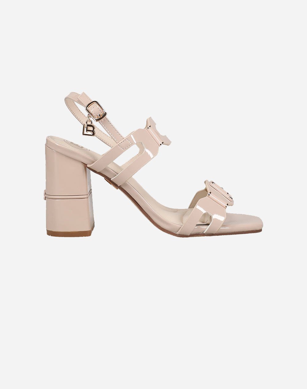 Laura Biagiotti 9055 Sand. Patent Leather With Ecru Strap Women Footwear Sandals Ecru Patent Leather 100035579047 047 Female Sandals