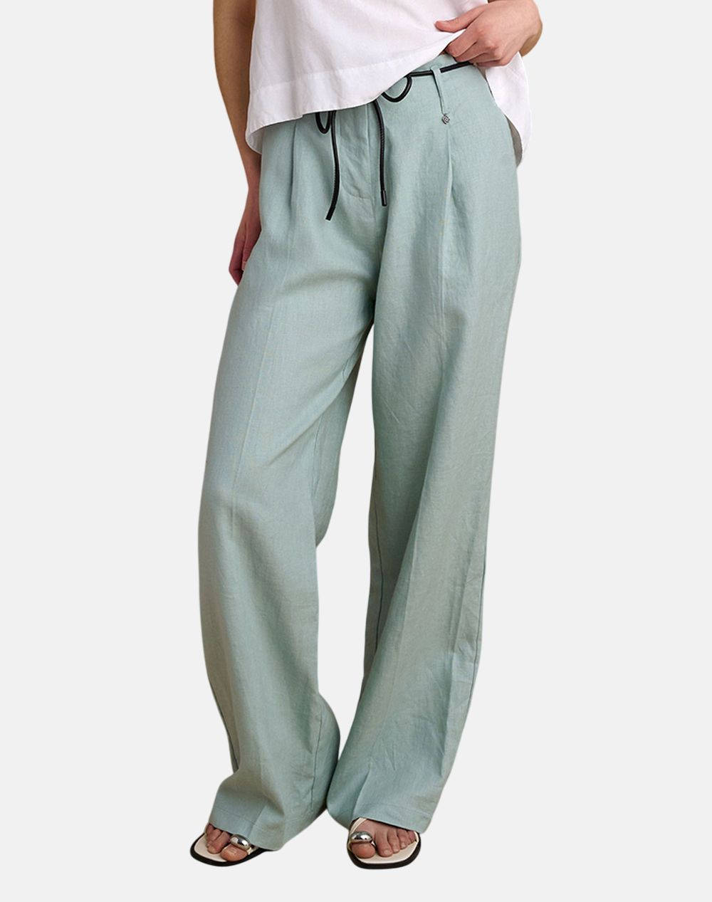 Attrattivo Pants Women Clothes Trousers Chinos Mintgreen Linen 9920628 Soap Female Chinos Green