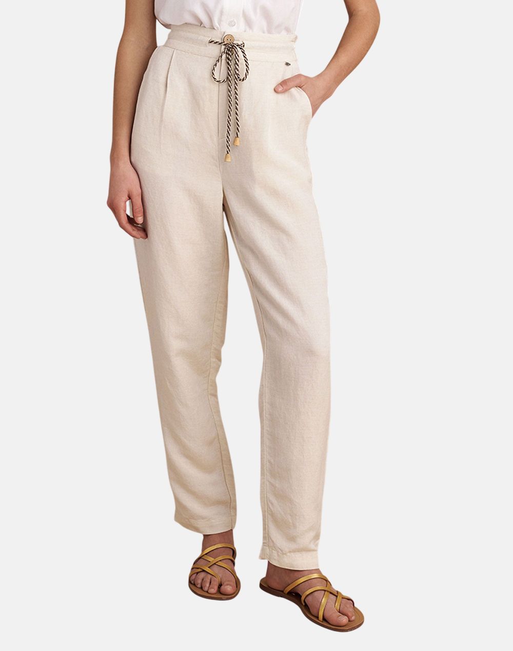 Attrattivo Pants Women Clothes Trousers Fabric Trousers Offwhite Viscose,Linen 9912683 Natur Female Fabric Trousers